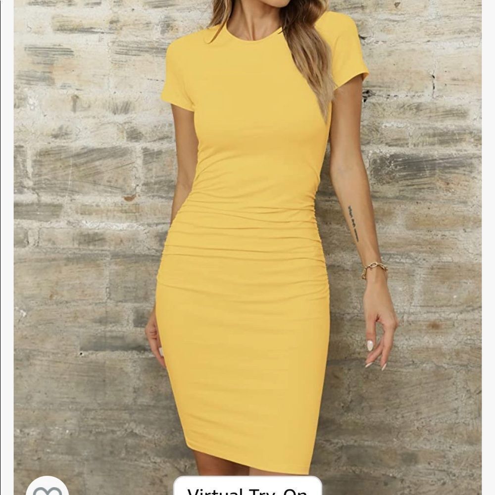Missufe - Yellow Bodycon Maternity dress - size XS